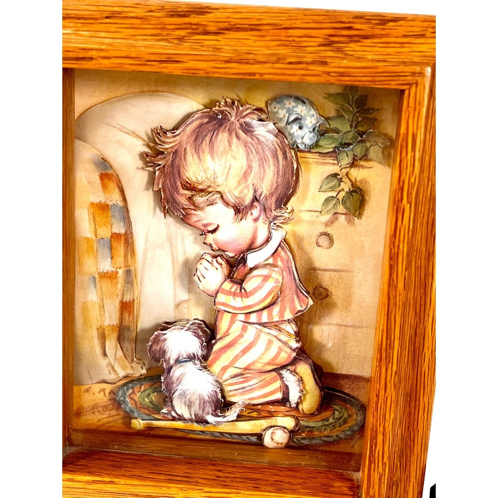 Coby 3D Paper Tole Praying Boy and Girl Framed Artwork Pair